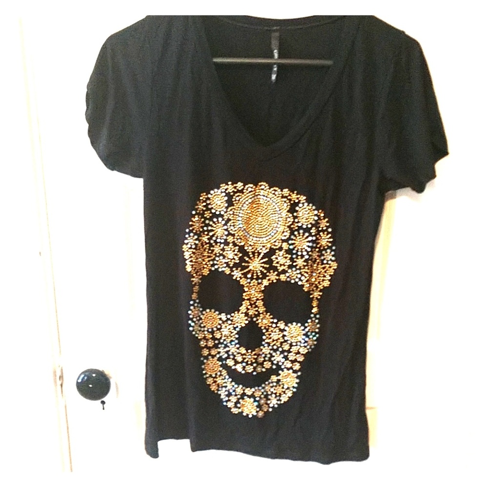 Rhinestone Skull fitted T-Shirt